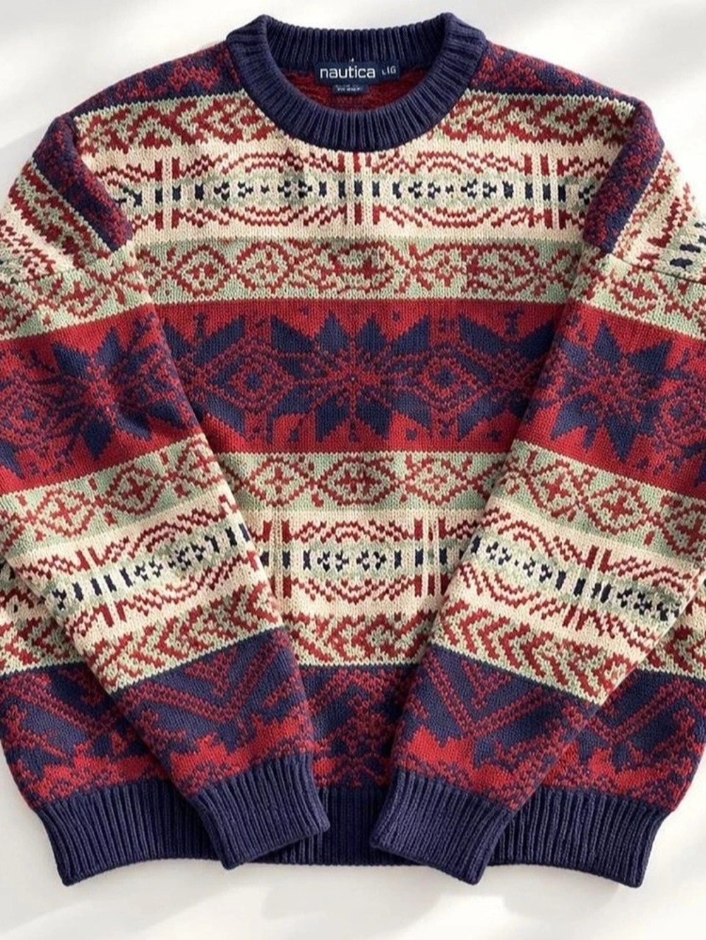 Nautica Men's Geometric Cotton Sweater Size Large